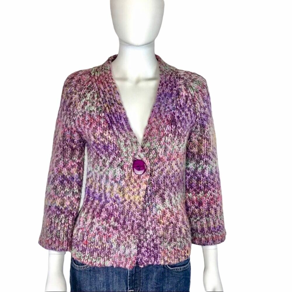 Jillian Nicole Multi-Color Purple Pink Cozy Soft Cardigan Sweater
